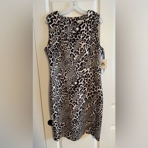 Calvin Klein Black and White Leopard Print Dress with Gold zipper